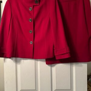 Tahari ASL Red Jacket & Skirt Set